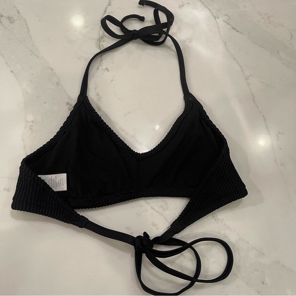 Aerie Black Ribbed Halter Bikini Top - Picture 9 of 11